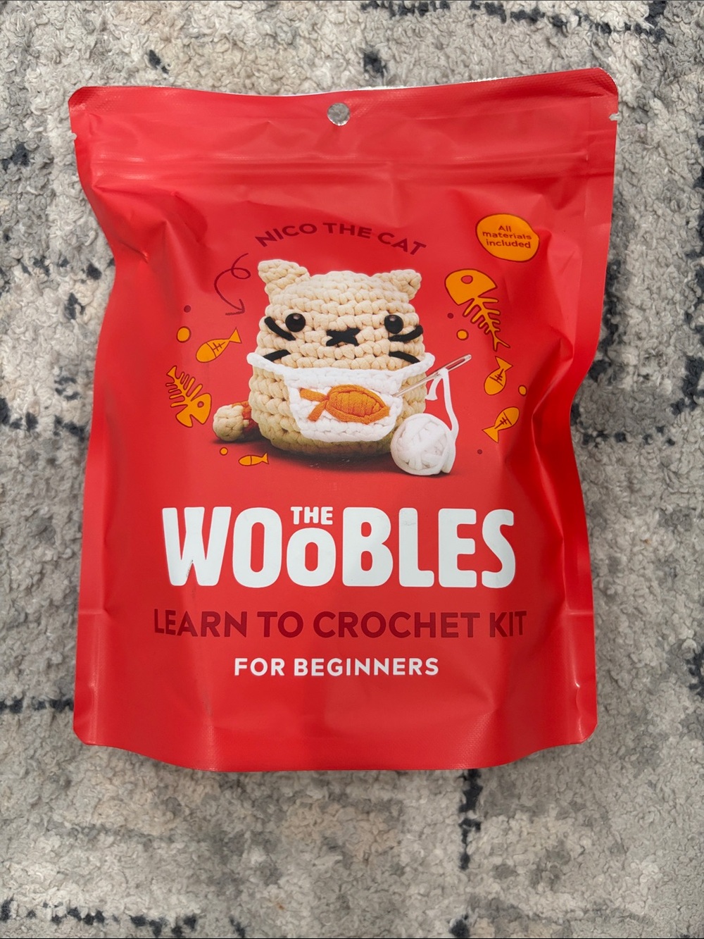 The Woobles Nico the Cat Crochet Kit - Red